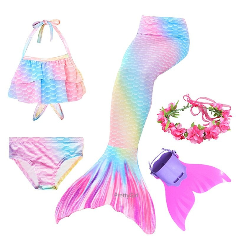 queu de sirene arc en ciel monopalme