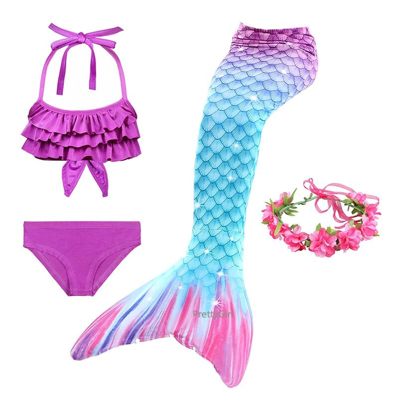 maillot de bain sirène vert violet