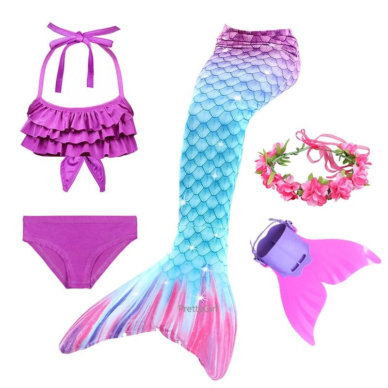 maillot de bain sirène vert violet monopalme