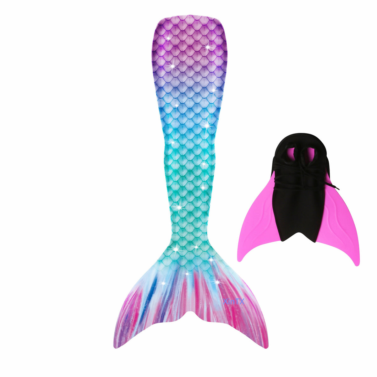 queu de sirène vert violet monopalme