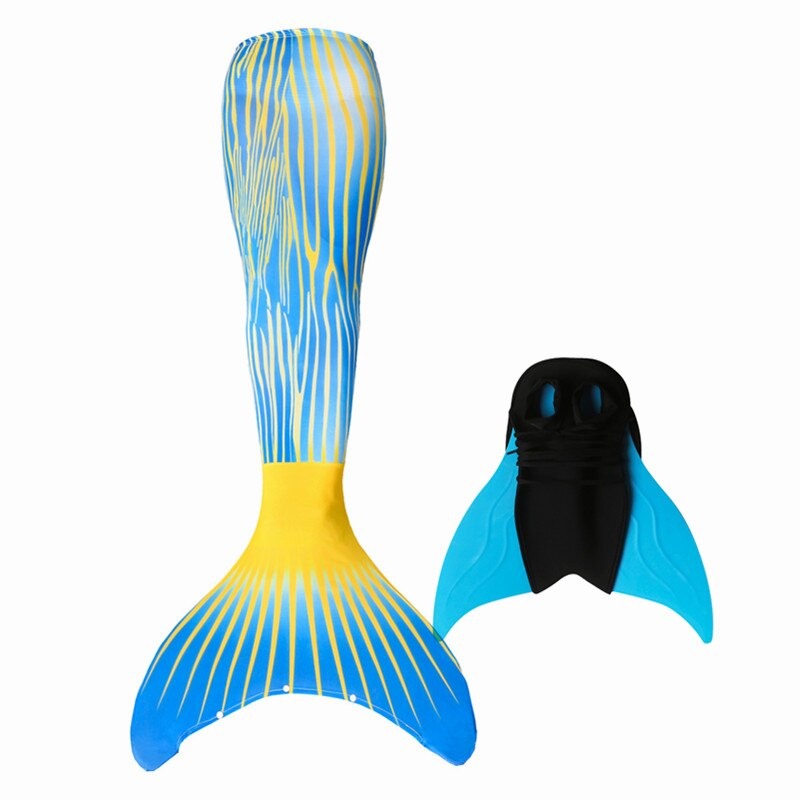 queue de sirène bleue jaune monopalme