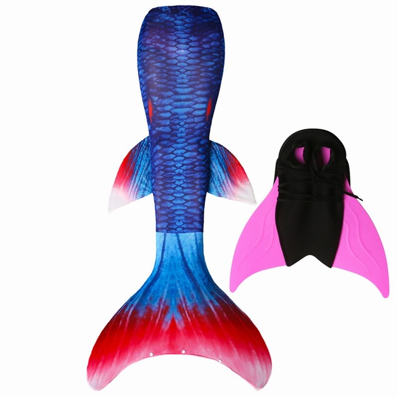 queu de sirène bleu rouge avec monopalme