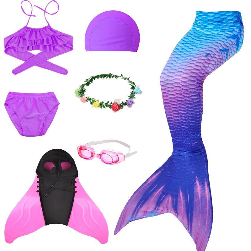 maillot de bain sirène bleu violet monopalme