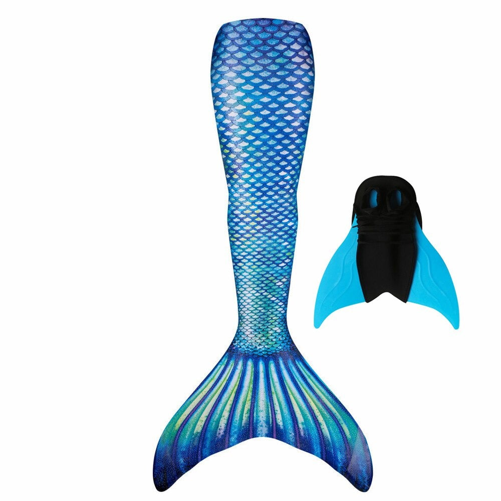 queu de sirène bleue verte monopalme