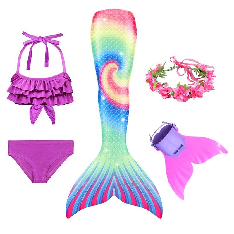 maillot de bain sirène multicolore monopalme